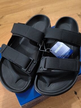 Birkenstock Black Two-Strap EVA Slide Sandals
